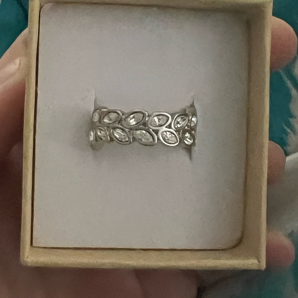 Touchstone Crystal Silver Leaf Ring - image 3